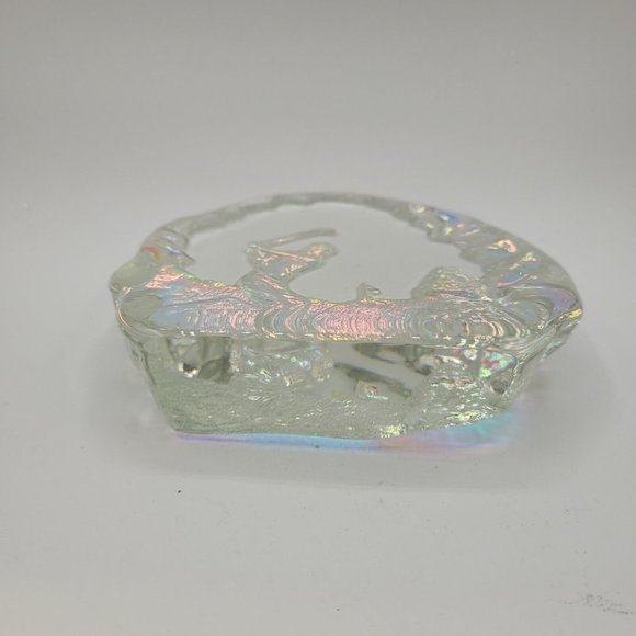 Crystal Iridescent Golf Award Trophy 5.5'' Plaque Padded Box Heavy Glass - Picture 13 of 13